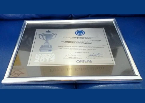 Placa comemorativa em aço escovado para empresa SP