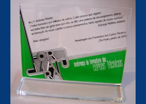 Troféu em acrílico com relevo personalizado São Paulo