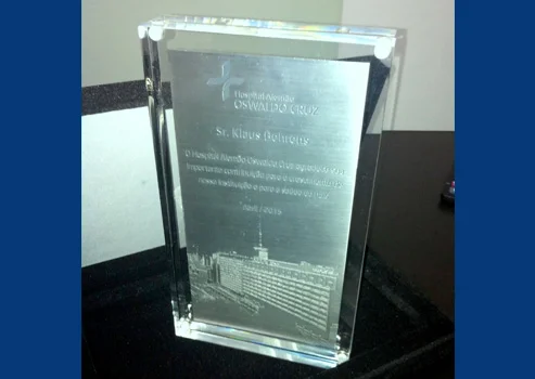 Troféu personalizado com foto e texto gravado SP