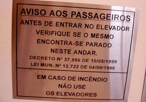 Sinalização de elevador para condomínio residencial São Paulo